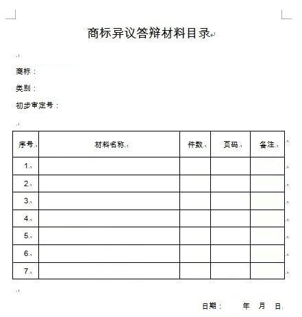 商标异议答辩需要什么材料